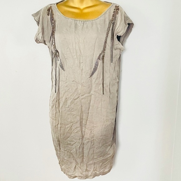 ZARA Grey Beaded Chain Dress Small | Y2K Glam Minimal Vintage Chic - Picture 2 of 4